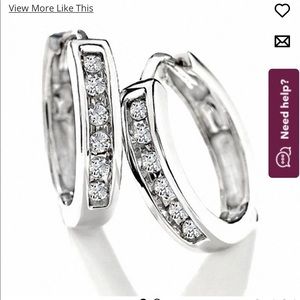 White gold Diamond huggies hoop earrings